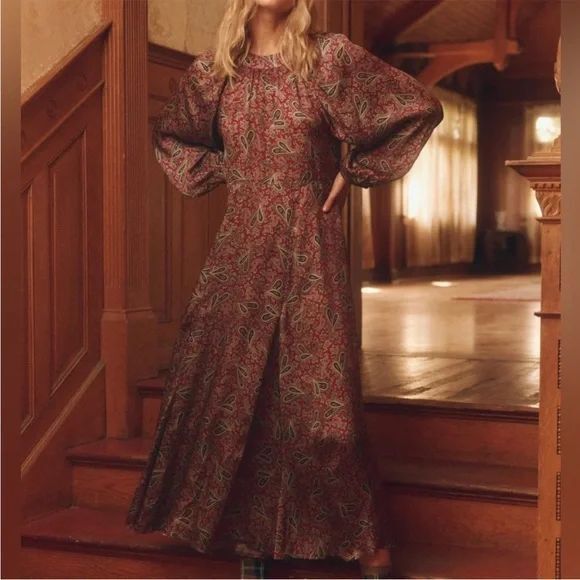 THE GREAT. Tuckernuck The Naples Women’s Midi Dress size 1/S NWT Satin Paisley - Picture 1 of 12